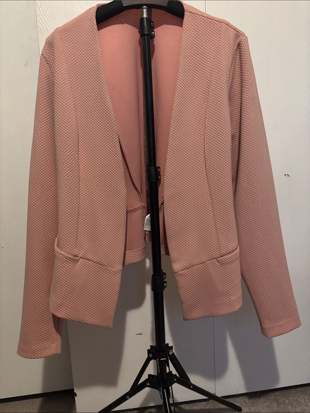 Maurices Blush Pink Textured Open-Front Blazer